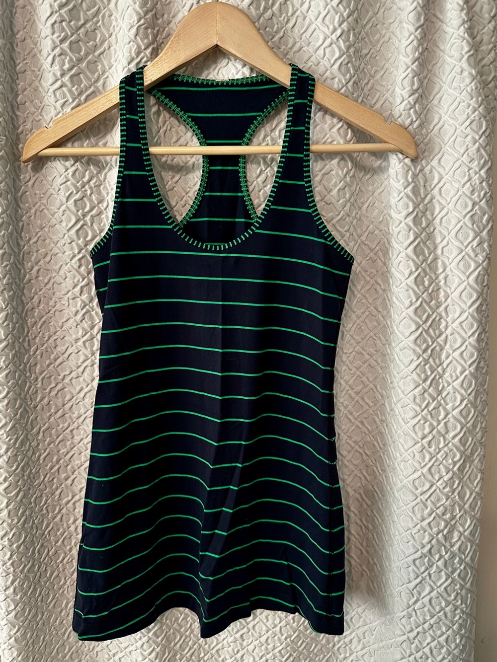 Lululemon Cool Racerback Navy & Green Striped Tank size 6